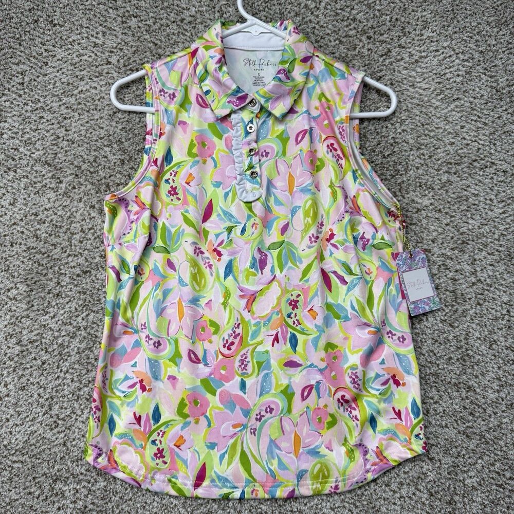 Stella Parker Sport Sleeveless Polo Women's S Floral Tropical Active Golf New